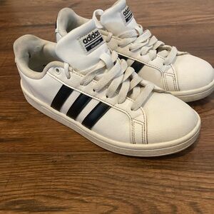 Adidas Classic White Sneakers with Black Stripes